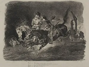 1798 1863 Prints: Illustrations for Faust: Faust and Mephistopheles horse riding on the Sabbath, 1828