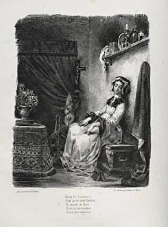 1798 1863 Prints: Illustrations for Faust: Marguerite with the wheel