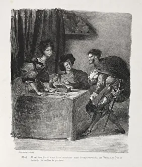 Illustrations for Faust: Mephistopheles is at Marthe, 1828