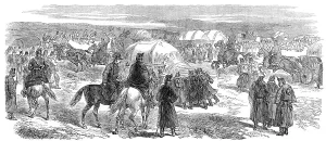 Wagons Prints: Illustrations of the War in Denmark: artillery baggage-waggons encamped near Kolding