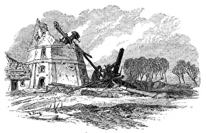Dybbol Sonderjylland Denmark Prints: Illustrations of the War in Denmark: the Düppel Windmill in ruins, 1864. Creator: Unknown