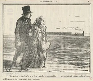 Ils vont un train d'enfer... 19th century. Creator: Honore Daumier