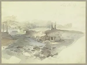 Stream Prints: The Ilse flowing between trees near Ilsenburg, c1844. Creator: Carl Theodor Reiffenstein