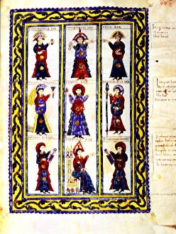 Iluminated page of the Codex Emilianense with kings Recesvinto, Knindesvinto, Egica