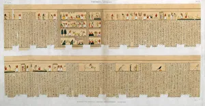 Ilustrations of a manuscript with hieroglyphics, from a tomb at Thebes, Egypt, 1822
