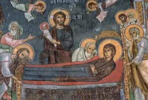 Byzantine Gallery: Image of the death of the Virgin Mary, 12th century