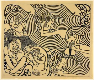 Image Design for a Poster, Wagenaar's Cantata The Shipwreck, 1899. Creator: Jan Toorop
