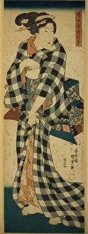 Gingham Prints: Image of a Japanese Woman (Fujo Yamato sugata), c. 1830 / 35. Creator: Utagawa Kunisada