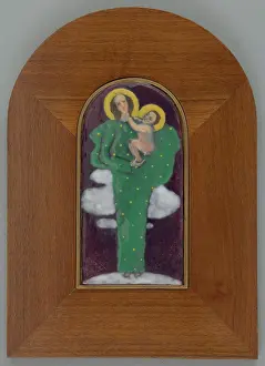 Enamel Prints: Image of the Virgin Mary and Child, 1912. Creator: Unknown