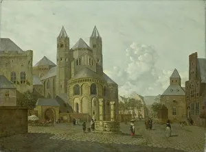 Johannes Huibert Prins Prints: Imaginary Cityscape with Romanesque Church, 1793. Creator: Johannes Huibert Prins