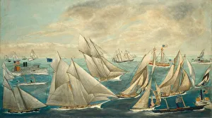 Yachting Collection: Imaginary Regatta of Americas Cup Winners, 1889 or after. Creator: Unknown