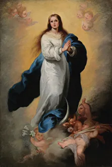 Ascension Prints: The Immaculate Conception of Escorial, copy after Murillo, 1863. Creator: Adolf von Becker