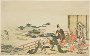 Preparations Gallery: Six immortal poets preparing for the Tanabata festival, Japan, n.d. Creator: Hokusai