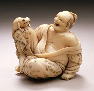 Immortal Prints: Immortal with Toad: Gama Sennin, Mid- to late 19th century. Creator: Kaigyokusai Masatsugu