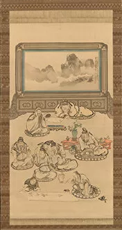 Scroll Collection: The Eight Immortals of the Wine Cup, 1828. Creator: Tani Buncho