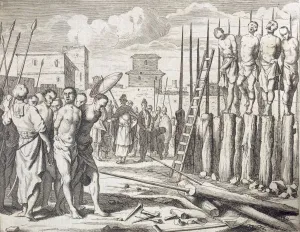 Control Prints: The Impaling of Some rebells?, Punishment: Massacre by impalement, pub. 1672. Creator