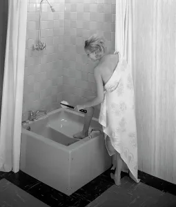 Shower Collection: The Imperial bath and shower unit from Heatons of Rotherham, South Yorkshire, 1966