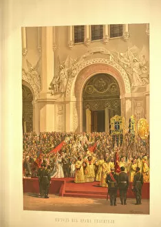 The imperial couple leaving the Cathedral of Christ the Saviour (From the Coronation Album), 1883