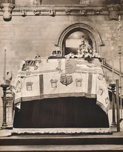 State Funeral Prints: The Imperial Crown, The Orb, and the Sceptre on King Georges coffin in Westminster Hall