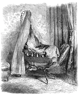 Napoleon Eugene Louis John Joseph Prints: The Imperial Prince in his Cradle - from a photograph taken at the Tuileries