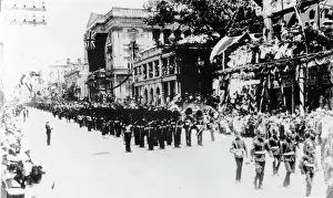 1901 Prints: Imperial troops marching down Queen Street, Brisbane, Queensland, 1901. Creator: Unknown