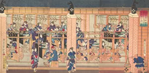 Spinning Machine Gallery: Imported Silk Reeling Machine at Tsukiji in Tokyo, 4th month, 1872
