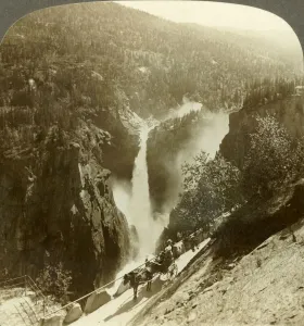 Imposing beauty of spray-enshrouded Rjukanfos, the foaming fall, Norway, c1905 Imposing beauty of spray-enshrouded Rjukanfos, the foaming fall, Norway, c1905