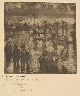 Impressions of Rain, Rouen, 1883. Creator: Camille Pissarro