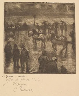 Pissarro Camille Prints: Impressions of Rain, Rouen, 1883. Creator: Camille Pissarro