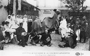 Recovering Prints: Improvised camel, auxiliary hospital, Rue Lafayette, Paris, France, World War I, 1914-1918
