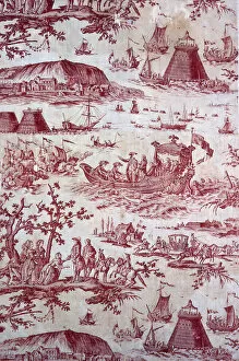 Bourbon Louis De Gallery: The Inauguration of The Port of Cherbourg by Louis XVI (Furnishing Fabric), Nantes, c. 1787