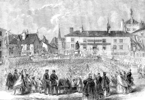 Marshall William Calder Prints: Inauguration of the statue to Samuel Crompton... 1862. Creator: Unknown
