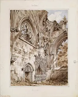 Stonework Prints: Inchcolm Abbey - Interior Looking East, 1848-1852. Creator: Robert William Billings