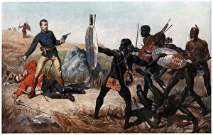 Dying Collection: Incident at the Battle of Isandlwana, Anglo-Zulu War, 22 January 1879. Artist: Charles Edwin Fripp