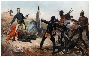 Shield Collection: Incident at the Battle of Isandlwana, Anglo-Zulu War, 22 January 1879. Artist: Charles Edwin Fripp