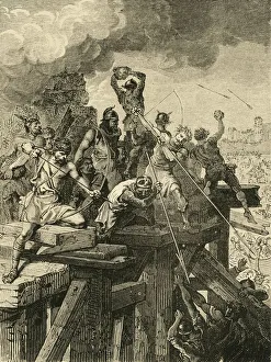 Viking Gallery: Incident in the Siege of Paris: Defending the Bridge and Tower, (845), 1890. Creator: Unknown