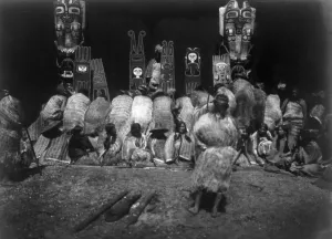 An incident of the Winter Dance-Nakoaktok, c1914. Creator: Edward Sheriff Curtis