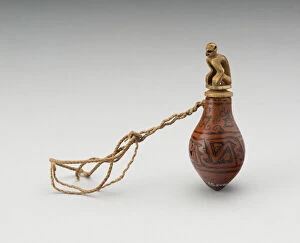 Ivory Collection: Incised Container for Lime with Monkey Stopper, A. D. 1000 / 1470. Creator: Unknown
