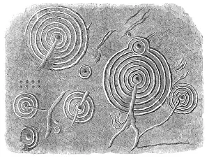 Incised Prints: Incised stones on the Cheviot Hills, 1864. Creator: Unknown