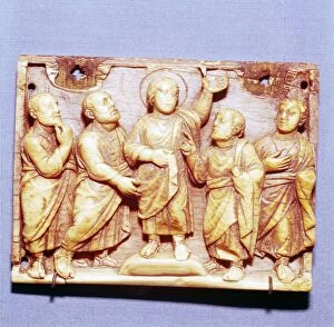 The Incredulity of Thomas, Ivory Panel, Byzantine Casket, 5th century