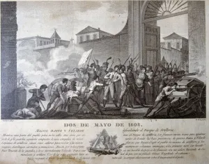 Militares Prints: Independence War, death of Daoiz and Velarde in Monleon Park, Madrid, December 8