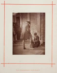 Polishing Prints: The Independent Shoe-Black, 1877. Creator: John Thomson
