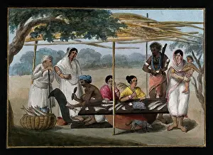 Street Vendor Prints: India: a fishmonger's stall