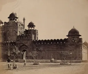 Sandstone Prints: India: the 'Lahore Gate of the Palace', c1858. Creator: Felice Beato