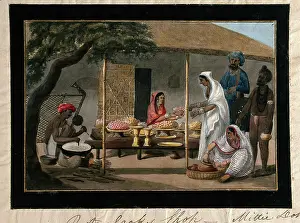 Street Vendor Prints: India: a pastry cook's shop