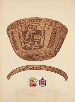 Basketry Prints: Indian Basket, 1935 / 1942. Creator: Gordena Jackson