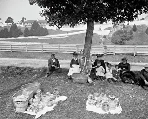Indian basket market, Mackinac, An, c1905. Creator: Unknown