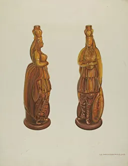 Glass Bottle Prints: Indian Bottle (Medicine Bottle), 1935/1942. Creator: Loraine Makimson