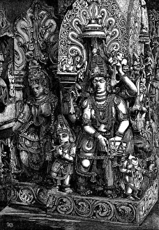 Bas Relief Prints: Indian Deities - Suraswati, the Hindoo Goddess of Learning