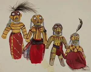 Jane Iverson Prints: Indian Doll Group, 1935 / 1942. Creator: Jane Iverson